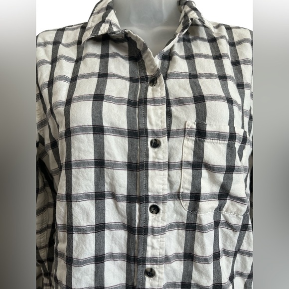 Marine Layer Ladies Haile Button Down White Black Plaid Size XXL - Picture 4 of 7